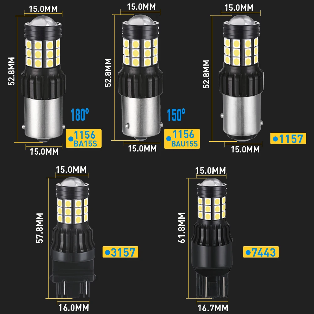 

1x No Hyper Flash BA15S P21W BAU15S PY21W T20 Front Rear Turn Signal Bulb Canbus Error Free Led Amber Yellow 1156 Chipset 31SMD