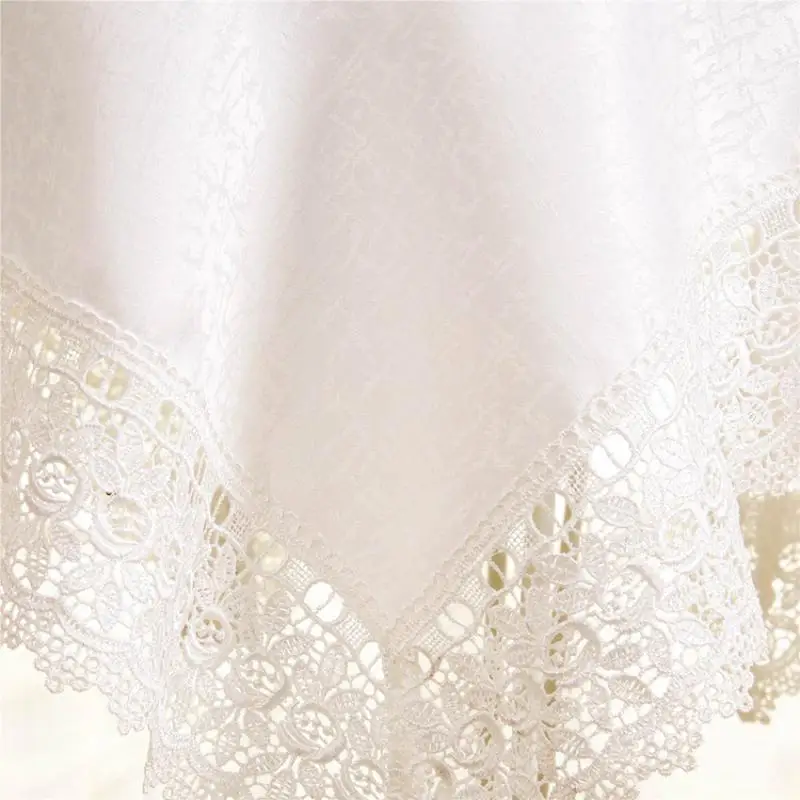 Роскошная белая квадратная скатерть с кружевом и вышивкой кухонный чай салфетка