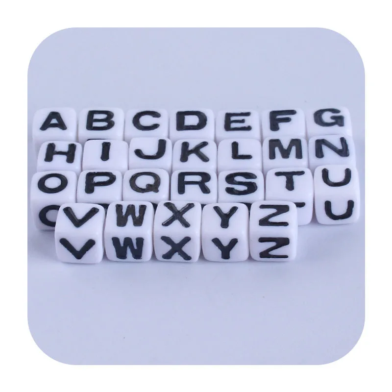 Kissteether 100 unids/lote 7mm acr&iacute;lico espaciador de cuentas de letras cuadradas perlas para joyer&iacute;a DIY accesorios hechos a mano-2