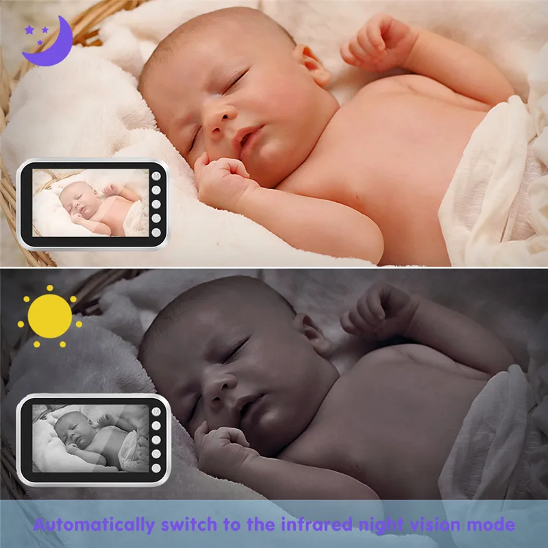 Ainhyzic Беспроводной Видеоняни и радионяни видеоняня Камера 4,3 ''ЖК-дисплей Экран передачи 2-Way Talk Температура Сенсор