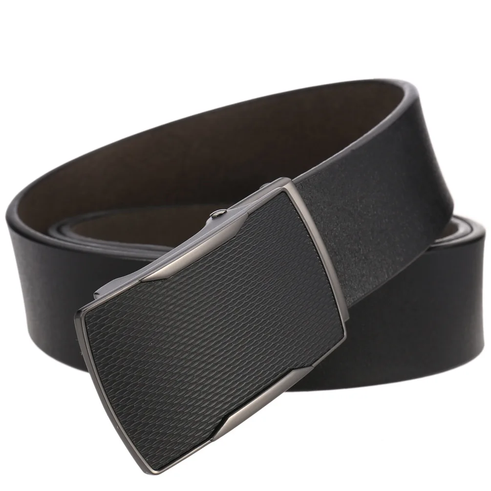 

New Business Belt Two Layer Cowhide Leather Belt Men Toothless Automatic Buckle Belt LY136-222720-1 Men's Belts