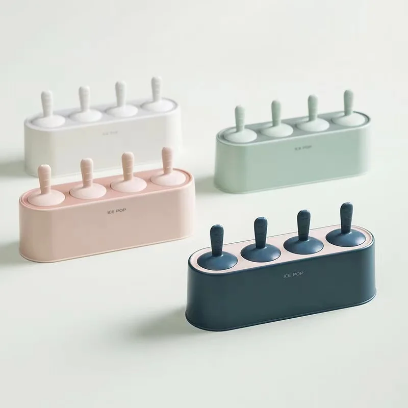 

4-Hole Homemade Ice Cream Mold Reusable Popsicle DIY Tool Silicone Ice Mold Children Dessert Ice Cream Mold Kitchen Tools