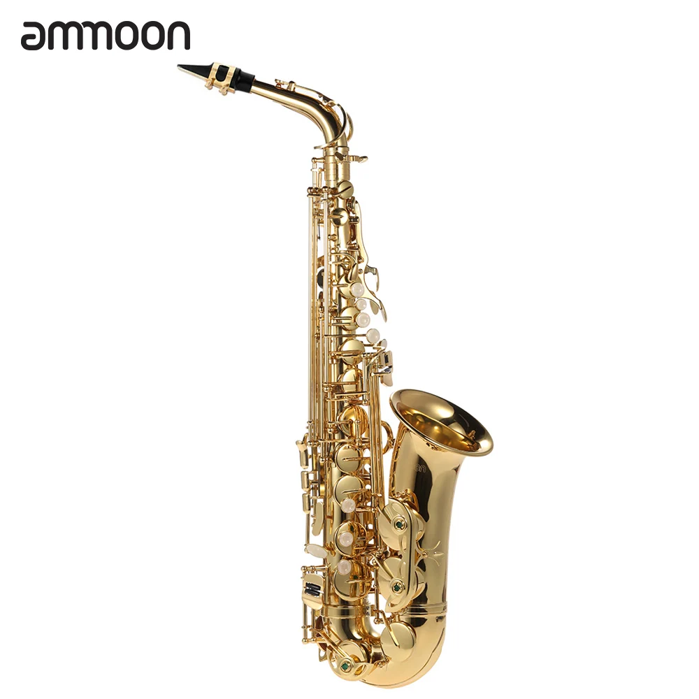 Альт саксофон ammoon Eb латунь Лакированное золото E плоский Sax 802 тип клавиш