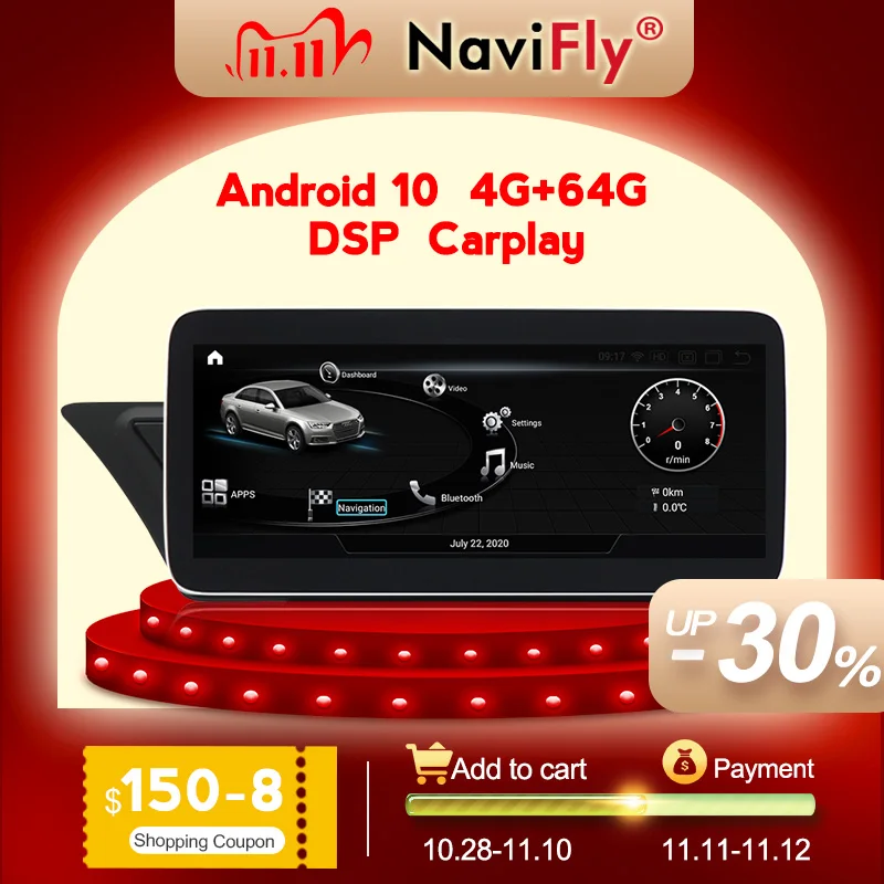 NaviFly Qualcomm Snapdragon 625 Android 10 0 Carplay автомобильный мультимедийный плеер навигатор gps для