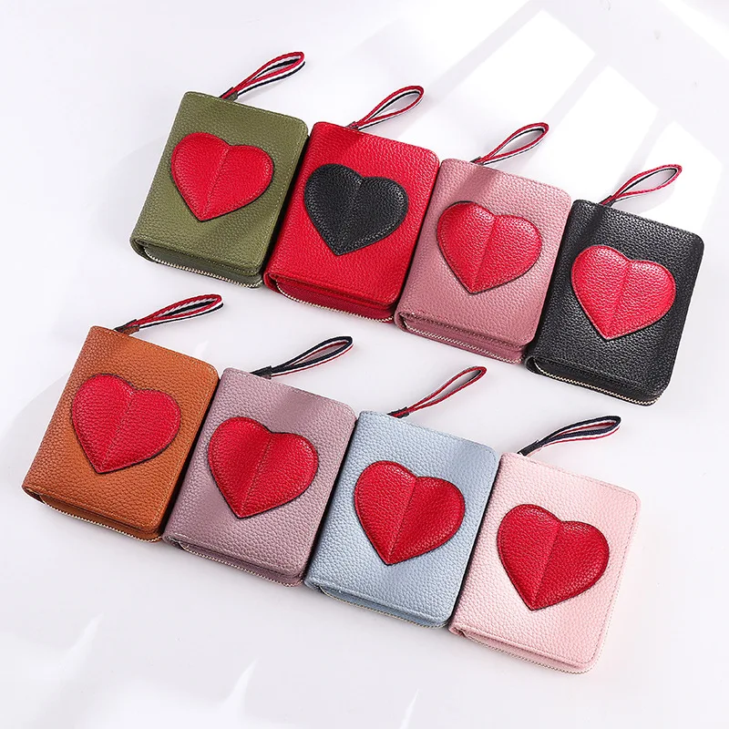 

Women Wallets Fashion Heart Shape Short Leather Purse Women Ladies Card Bag For Women Clutch Women Female Purse Money Clip Walle