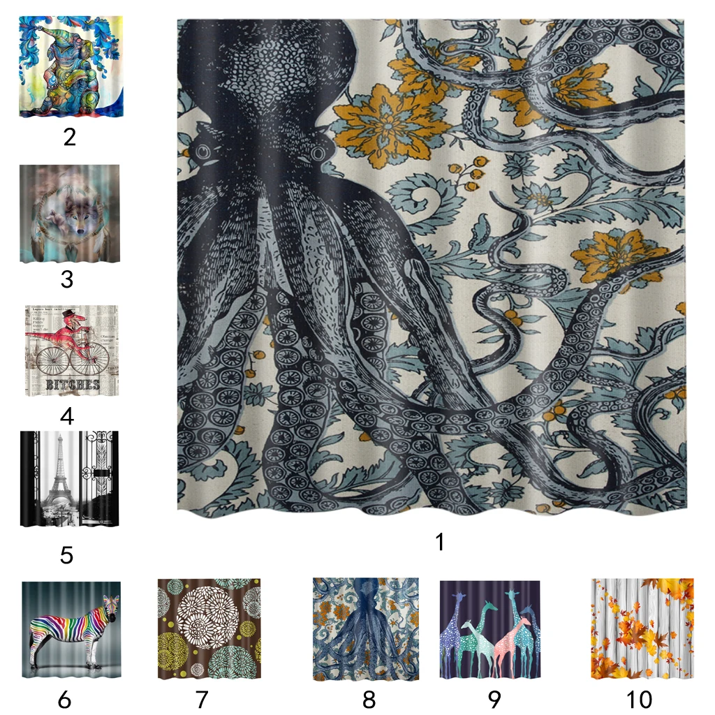 Тканевая Водонепроницаемая душевая занавеска разделительная панель с 12