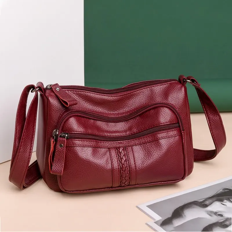 

2021 High Quality Female Designer Handbags Multi-pocket Soft Leather Women Casual Shoulder Bag Messenger Bag Lady Handbag