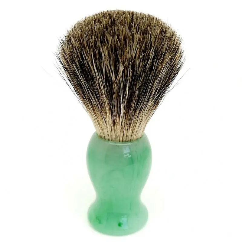 TEYO Shaving Brush of Pure Badger Hair with Emerald Green Pattern Resin Handle Perfect for Wet  Shave Cream Beard Brush