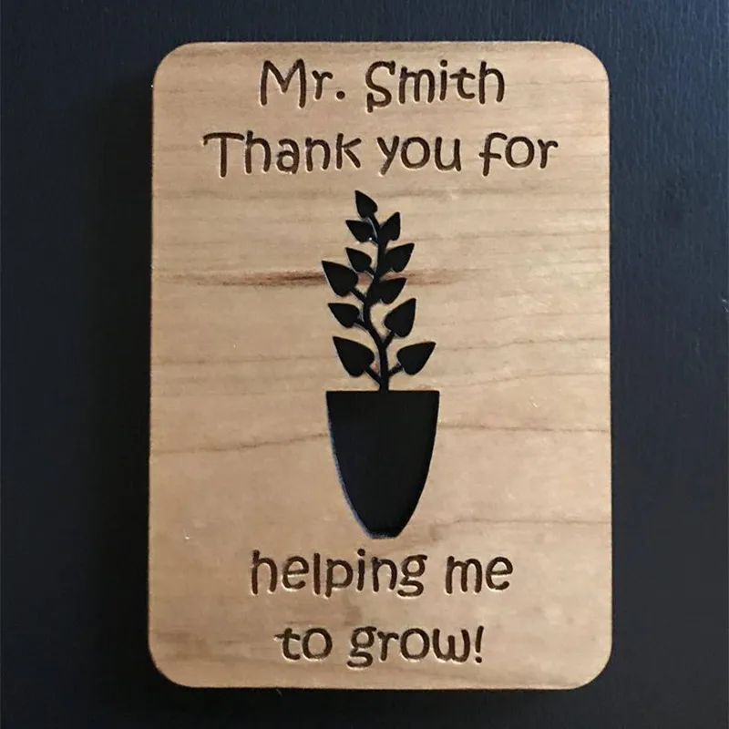 Personelized древесины спасибо день рождения ребенка Подарочная магнит индивидуально