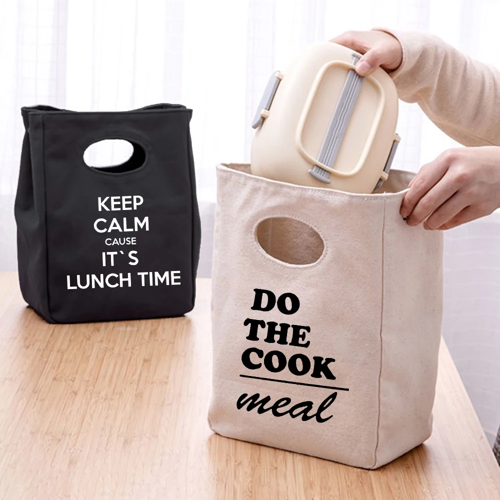Keep Calm Lunch Time Thermal Insulated Lunch Bag Canvas Tote