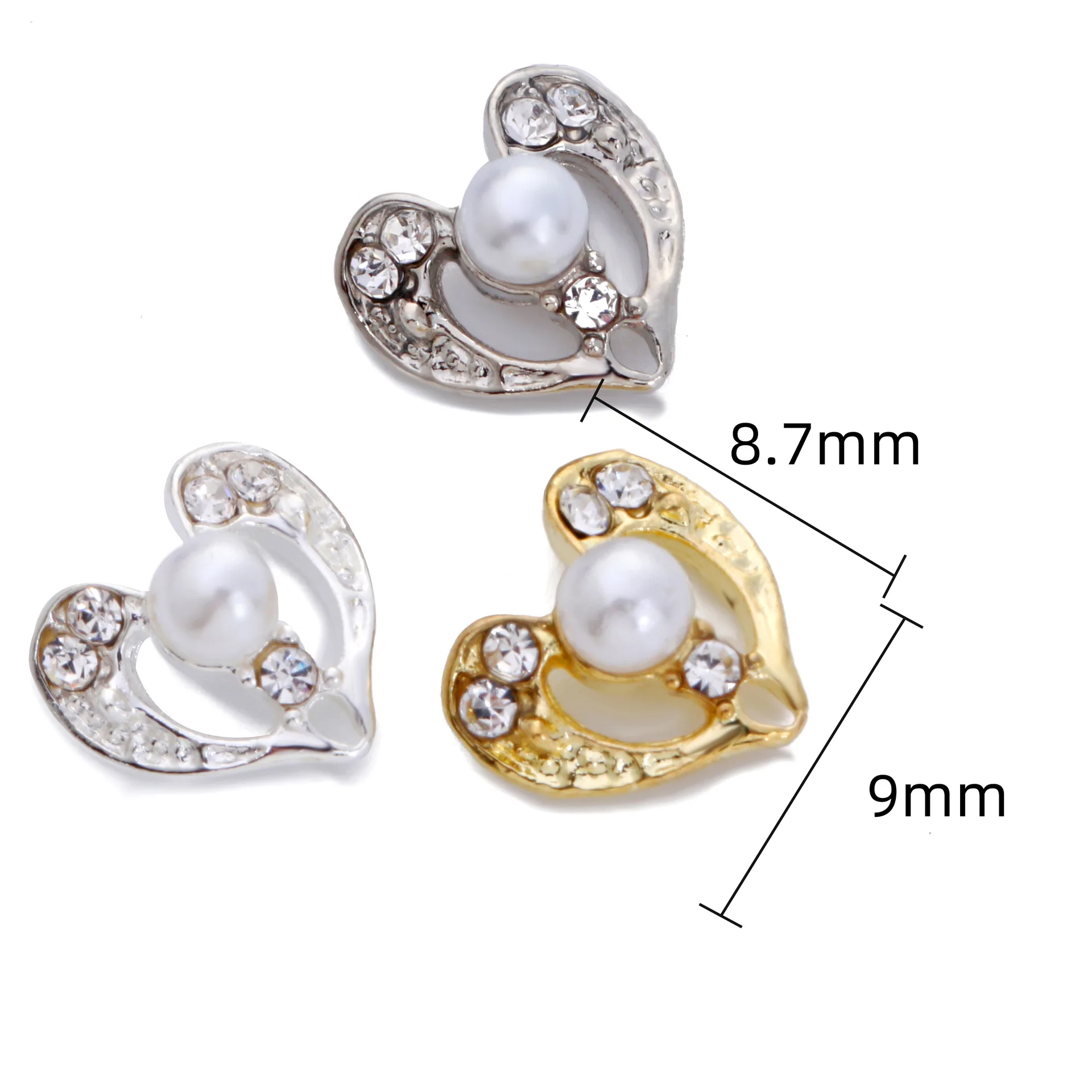 

5Pcs/set Nail Rhinestones Delicate Charms Alloy Solid Color Love Heart DIY Nail Art Decorations 3D Manicure Ornaments