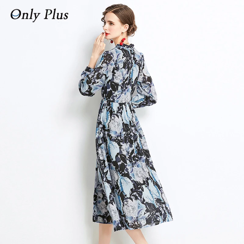 

Весеннее женское шифоновое Цветочное платье EVNISI с длинным рукавом, модные женские платья-трапеции с принтом, богемные праздничные платья д...