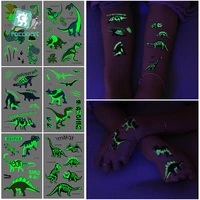 rocooart glowing in the dark tattoo sticker cartoon animal dinosaur cool luminous temporary tattoo fake taty for boy children