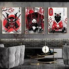 Шлем самурая и животное в японском стиле, холщовая живопись, настенное искусство для гостиной, спальни, картина для украшения интерьера (без рамки)