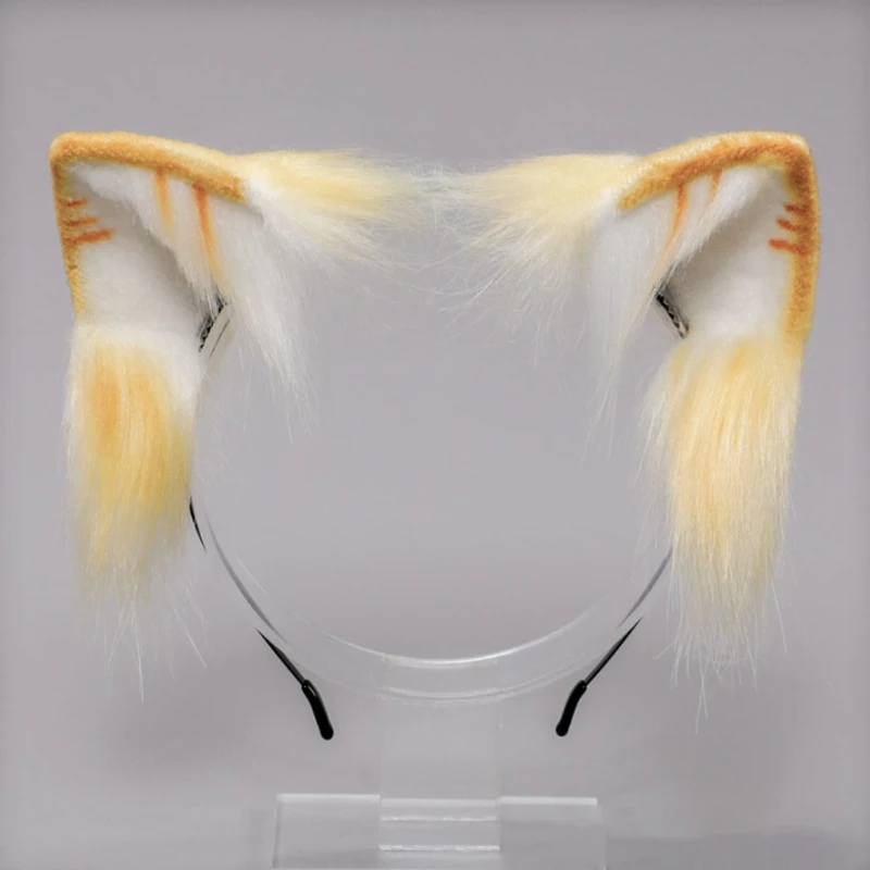 

Realistic Faux Fur Orange Kitten Ears Headband Animal Kawaii Plush Hair Clips Anime Cosplay Costume Lolita Headdress