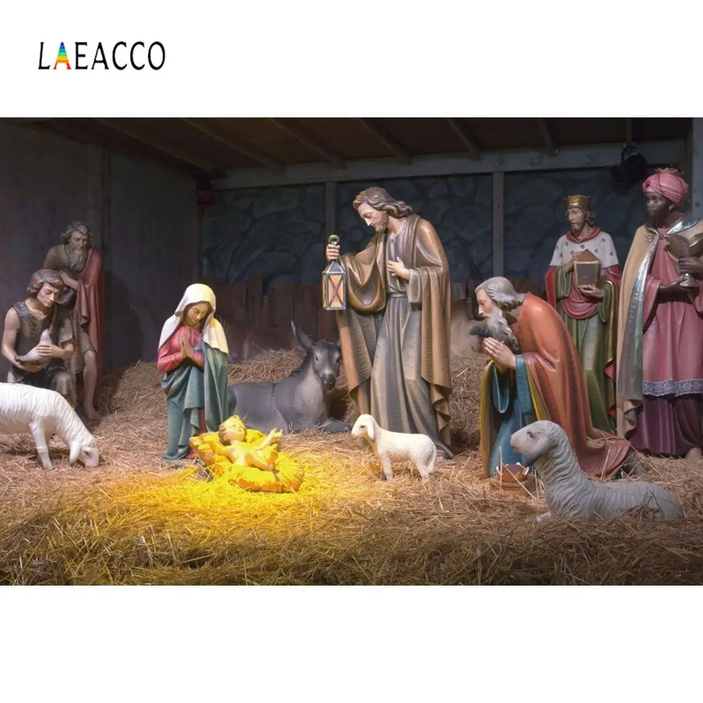 Фотофоны Laeacco Рождество Иисус сцена Декор для дома виниловые фоны фотостудии |