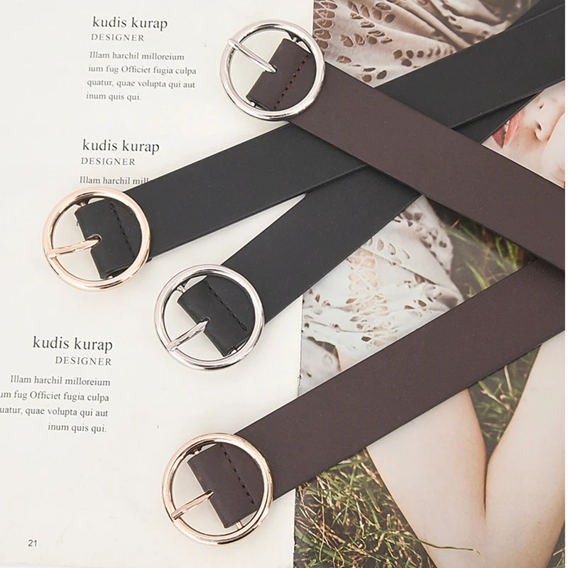 Женский ремень с простой пряжкой в стиле ретро высокое качество тонкий из