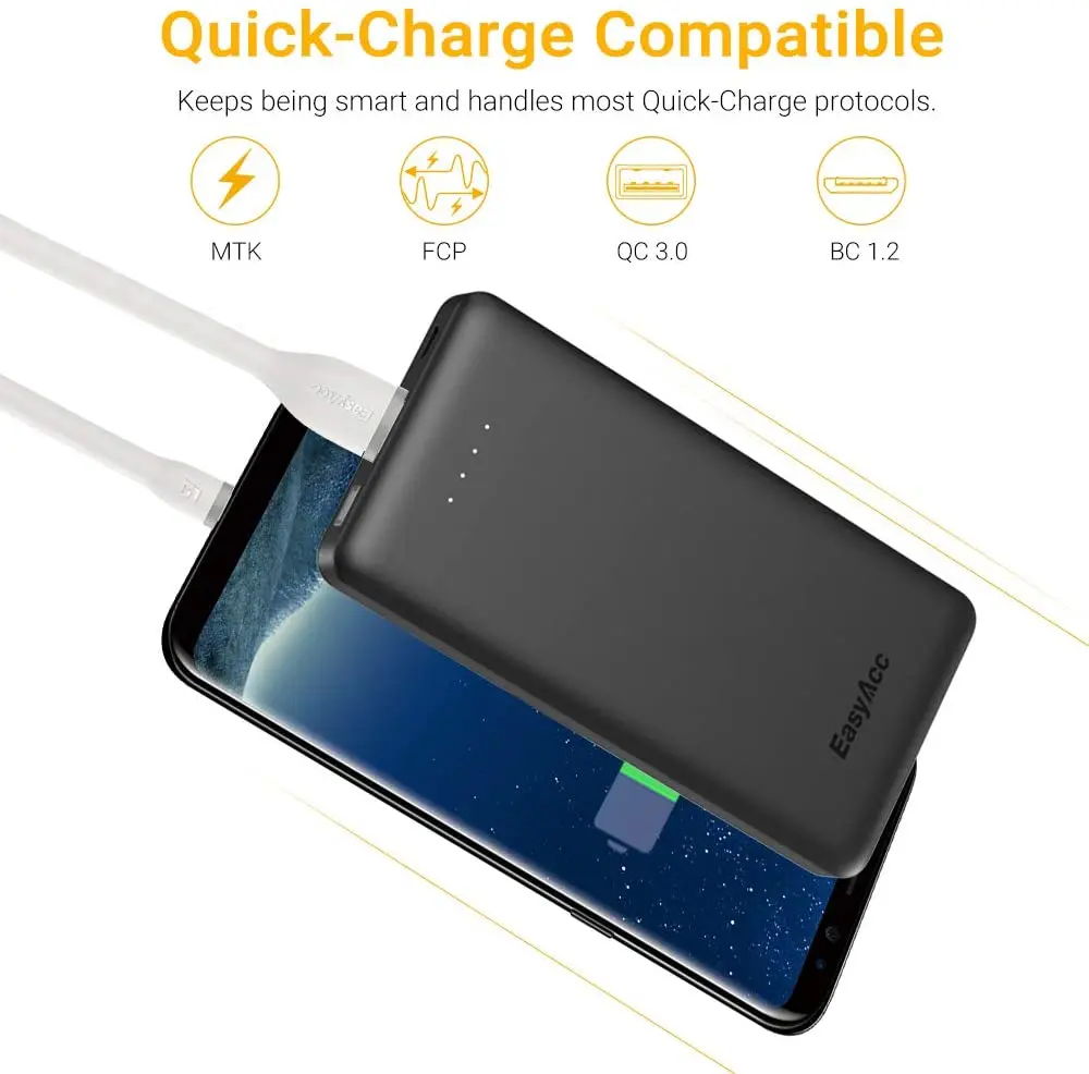Портативное Внешнее зарядное устройство EasyAcc 10000 мАч быстрая зарядка QC3.0 для Xiaomi