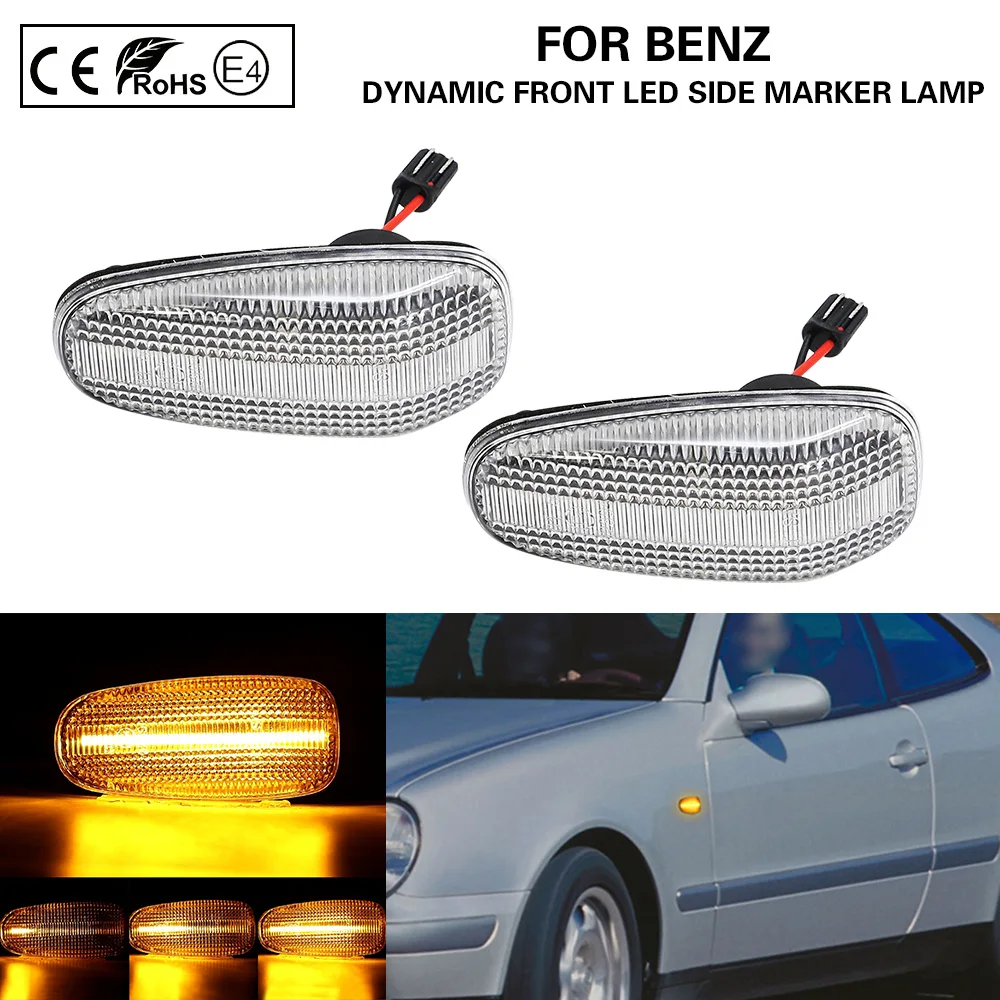 

2 PCS Dynamic Clear Front LED side marker lamp light Turn Signal Light For Mercedes Sprinter VITO SLK CLK VOLKSWAGEN LT Dodge