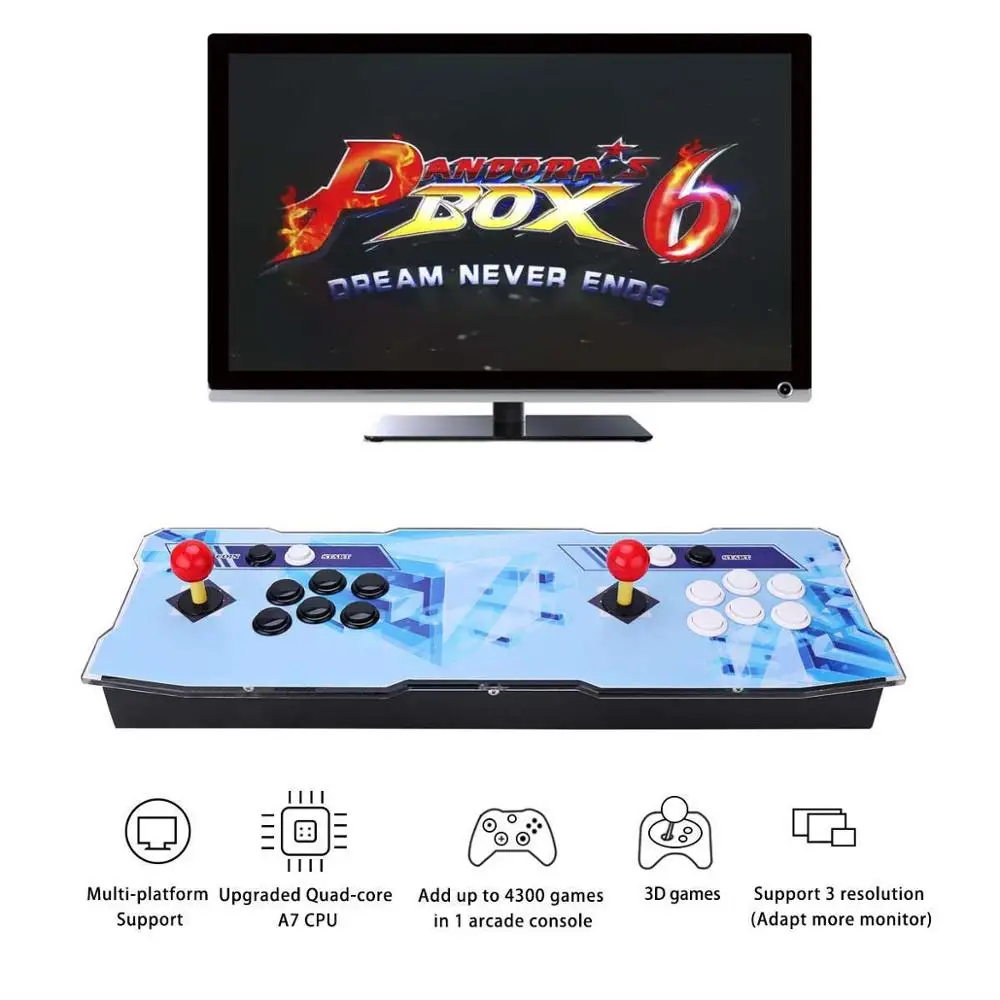 Pandoras Box 6 1300 аркадная консоль, поддержка 3D игр, добавить больше игр, список любимых, алфавитный порядок, классификация игр - Цвет: Diamond