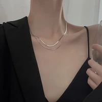 temperament women 925 sterling silver snake bone necklace double layer simple choker clavicle chain for gift