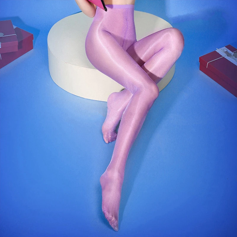 Женские блестящие колготки 30D с высокой талией тонкие без промежности нейлоновые