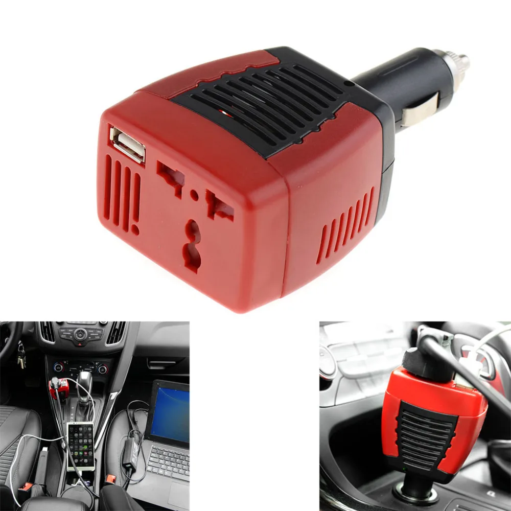 Portable 75W Converter Car Inverters DC 12V to AC 220V With 5V USB Charger Port Cigarette Lighter Power Inversor | Автомобили и