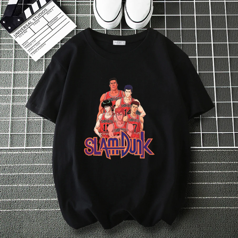 

Футболка мужская с японским аниме мультфильмом SLAM DUNK, модный брендовый Повседневный Свободный Топ с мангой, в стиле хип-хоп, в стиле Харадзю...