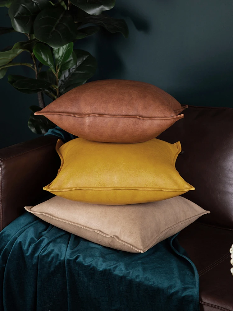 

Modern PU Leather Sofa Cushion Square Lumbar Pillow Solid For Bedroom Office USE