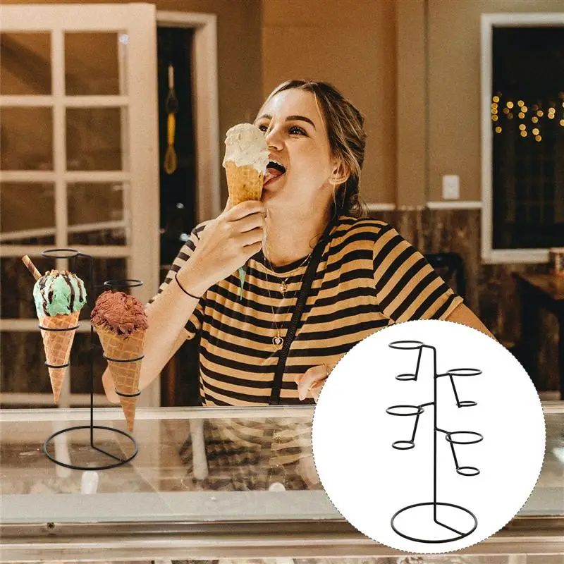 

1Pc Durable Iron Ice Cream Cone Snow Cone Ice Cream Display Rack for Ice Cream Shop Dessert Shop