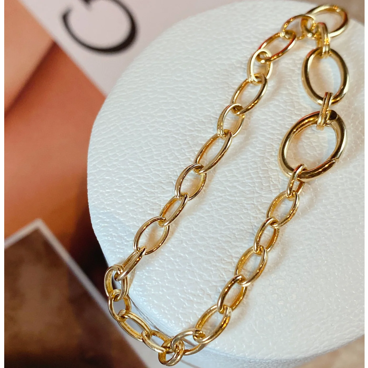 

18K Import Solid Bracelet Necklace Yellow Real Gold Jewelry(AU750)Women Men Irregular geometry Handmade Chain Fashion Party Lady