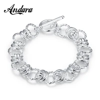 new 925 sterling silver bracelet round exaggerated silver bracelet men and women jewelry gifts