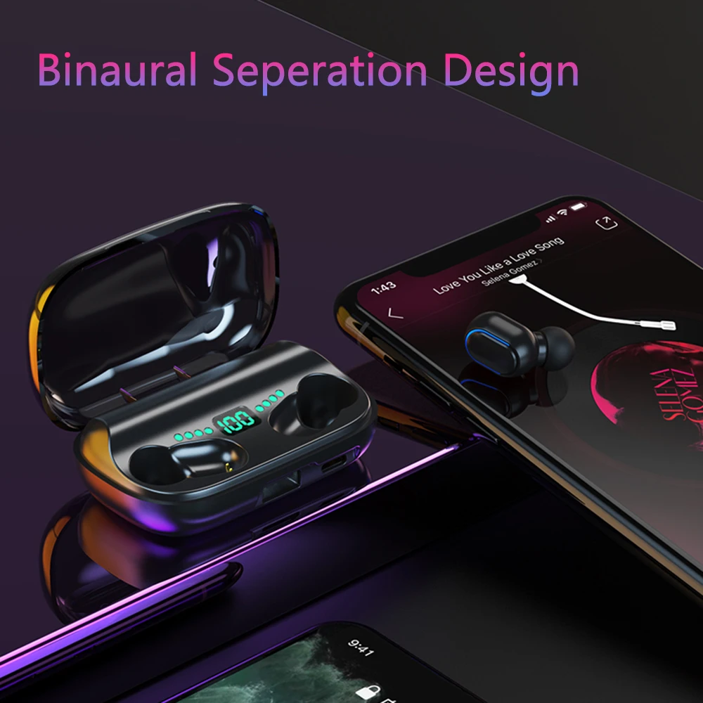 T11 TWS Bluetooth 5.0 Earphone 9D Stereo Wireless Earpiece Headset Earbuds Auto Pairing Binaural Seperation HD Call Waterproof |