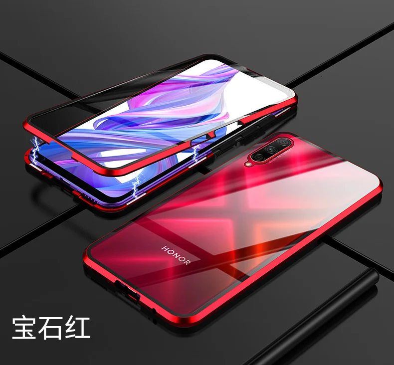 Чехол для huawei Honor 9x, двойной, полный, передний, задний, из закаленного стекла, металлический, магнитный, прозрачный, для Honor 9x20 Pro, чехол, Coque Funda