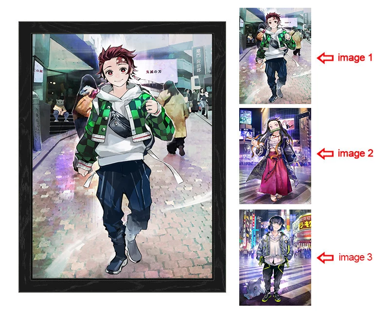 Демон убийца 3D линзовидные плакат Tanjirou/Nezuko/Inosuke флип градиентные обои картина в