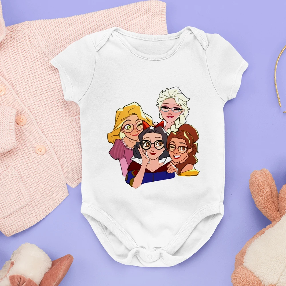 

Боди детское с коротким рукавом, забавное модное боди Принцессы Диснея, летняя одежда для близнецов, сестер, маленьких девочек в Корейском с...