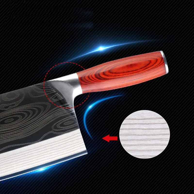 Liang Da 8 дюймов нож мясника из нержавеющей стали Pro кухонная деревянная ручка для