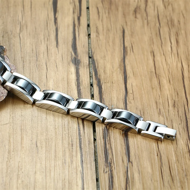 Изысканный черный галлстоун из нержавеющей стали простой модный браслет для