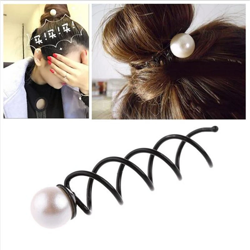 2 Pcs/Set Chic Women Girls Pearl Spiral Spin Screw Bobby Hair Pins Clips Twist Barrette Headwear Korean Accessories |