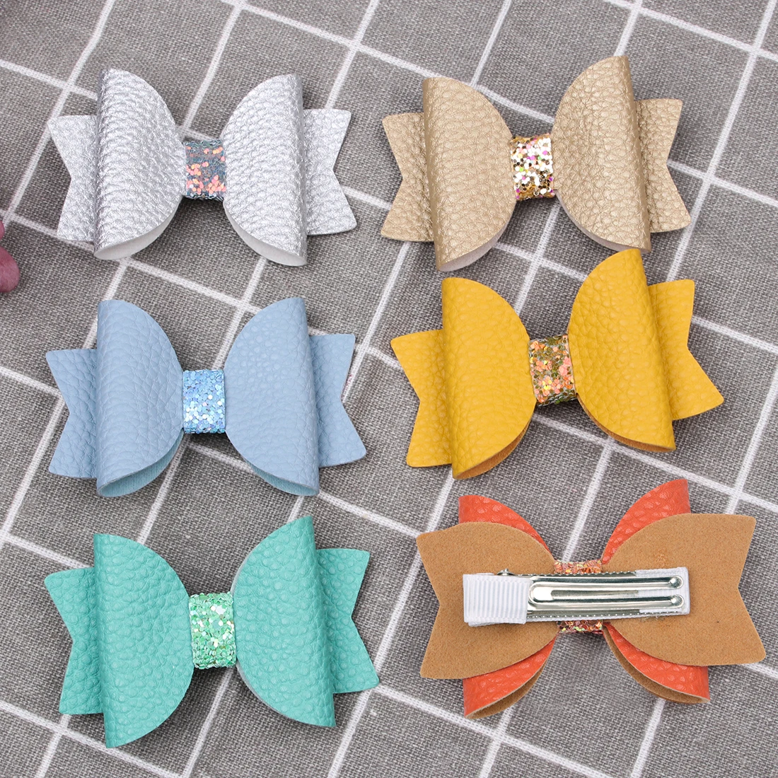 12 шт./компл. милые детские заколки пряжки для девочек с бантом из искусственной