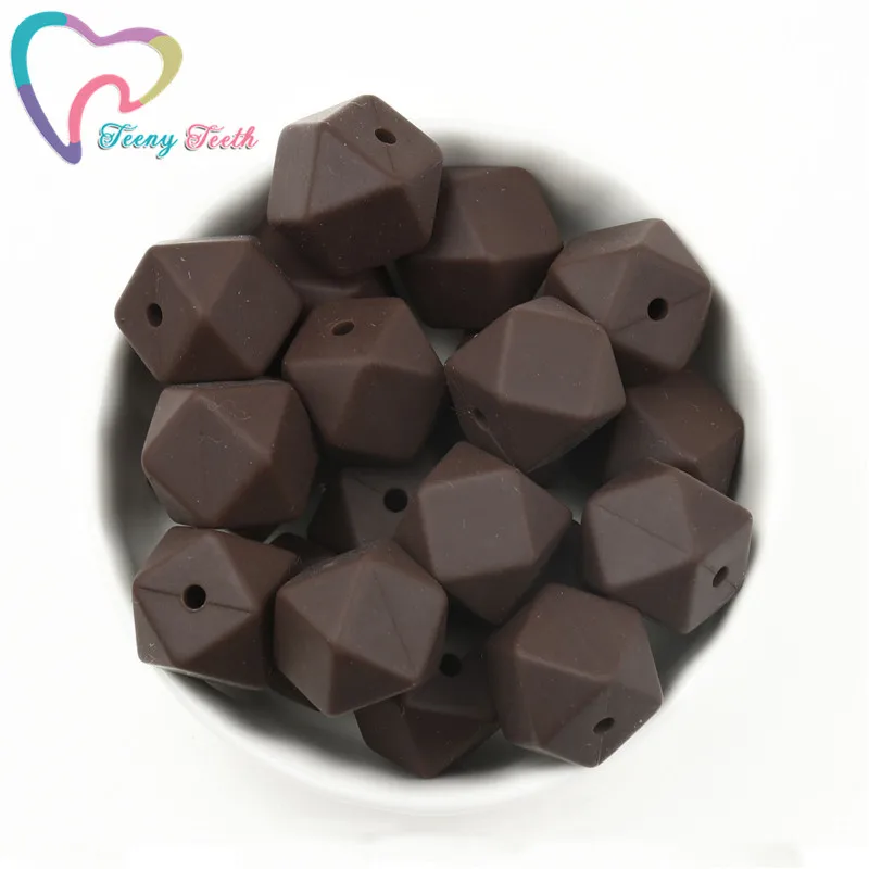 10 PCS Chocolate Brown Silicone Hexagon 14-17 MM Beads Baby Teether Geometric DIY Necklace Teething Toys | Украшения и аксессуары