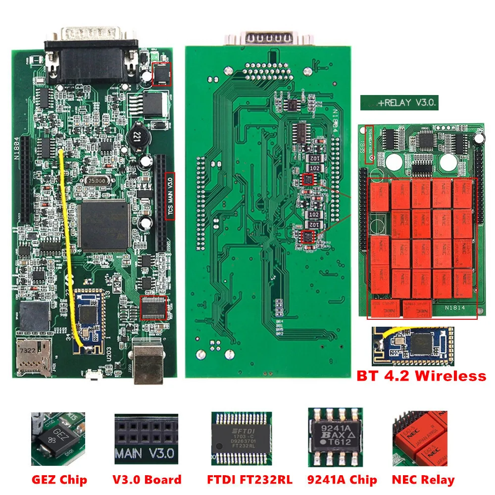 DS150E новый VCI 2020 23 TCS V3.0 9241A Bluetooth с двойной печатной платой NEC Реле 2017.R3 генератор