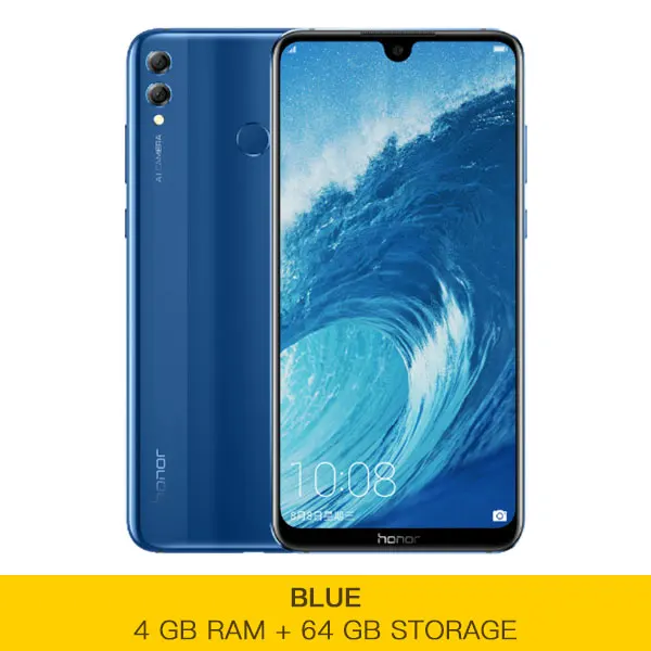 4GB 64GB Blue Honor 8X MAX, Смартфон Snapdragon 636, Android 8,1, 4 Гб ОЗУ, 64 Гб ПЗУ, экран 7,12 дюйма, 4900 мА/ч, сканер отпечатков пальцев, Восьмиядерный - Цвет: 4GB 64GB Blue