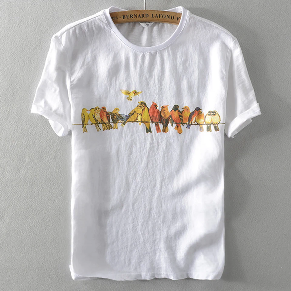 Футболка мужская Антистатическая льняная хлопковая дышащая с коротким рукавом