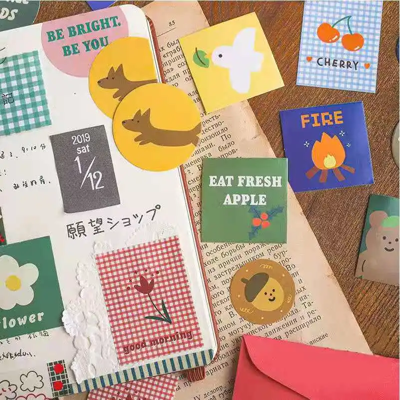 

40pcs cute boxed stickers hand account diary phone photo album paper-cut thin diy decoration stationery sticker art supplies