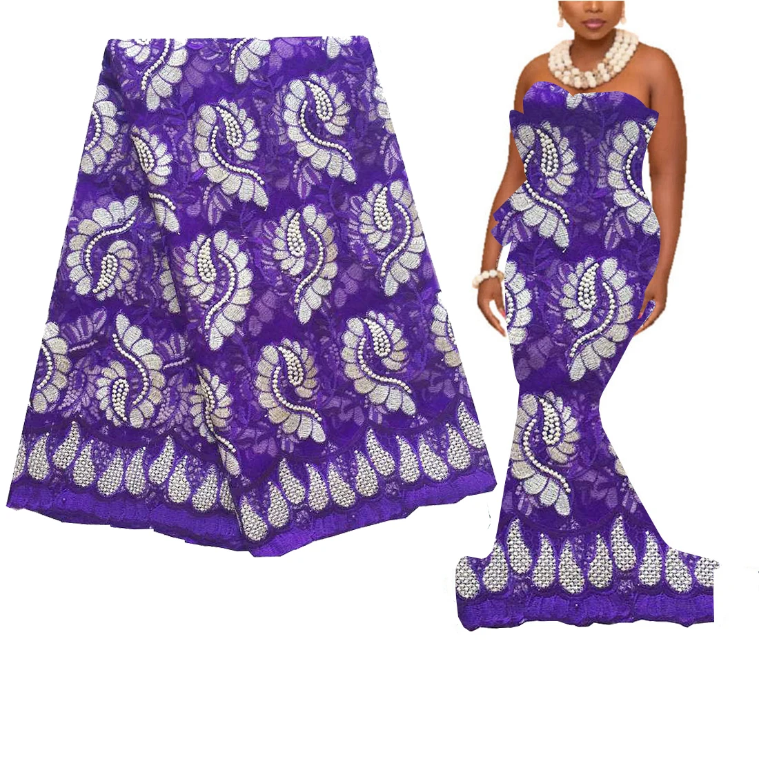 

Фиолетовая Свадебная нигерийская кружевная ткань 2022 швейцарская вышитая сетка тюль кружевная ткань белая гипюровая сетка африканская фра...