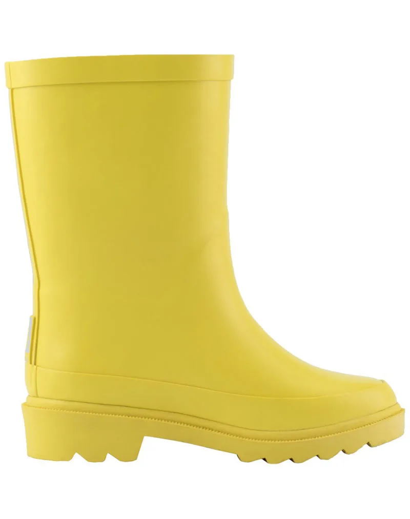 

Non-slip custom print cheap silicone rubber waterproof plain matt yellow mid calf boots rain for ladies