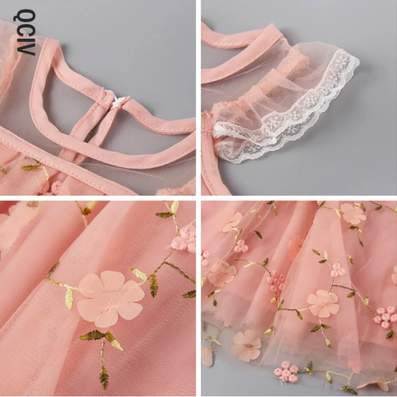

New Summer Lovely Style Girl Party Birthday Embroidery Lace Mesh Dress Baby Super Beautiful Gauze Skirt Princess Vestido