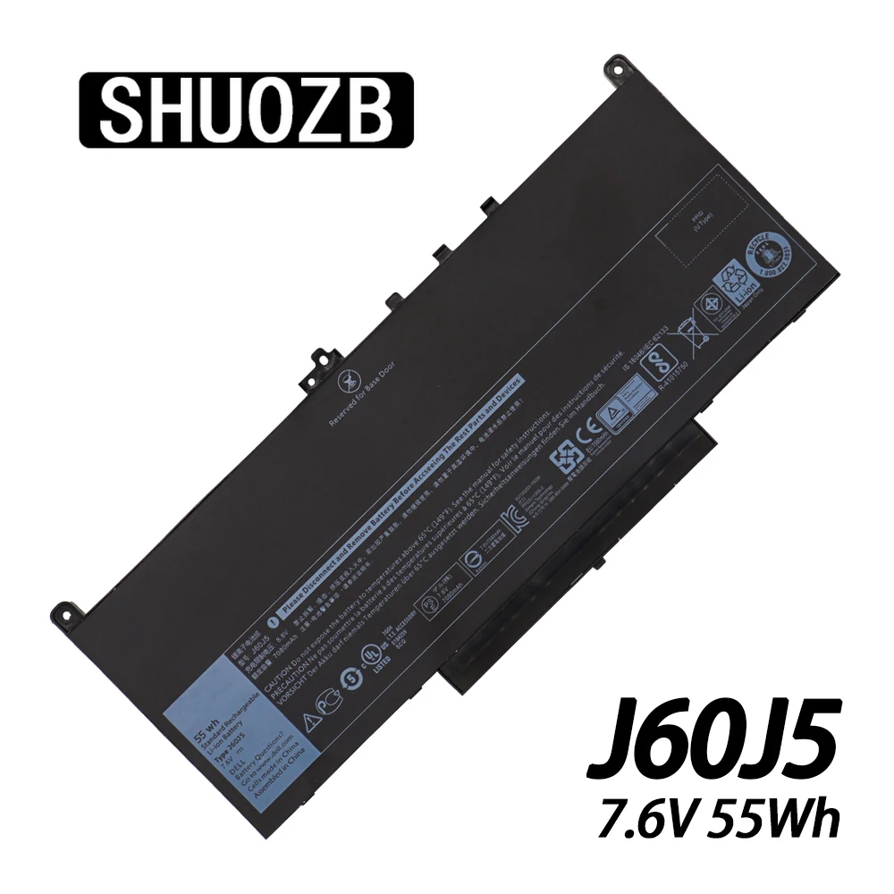 

J60J5 Replacement Laptop Battery For Dell Latitude E7270 E7470 E7260 7270 7470 J6OJ5 R1V85 MC34Y 242WD 7.6V 55Wh 7080mAh SHUOZB