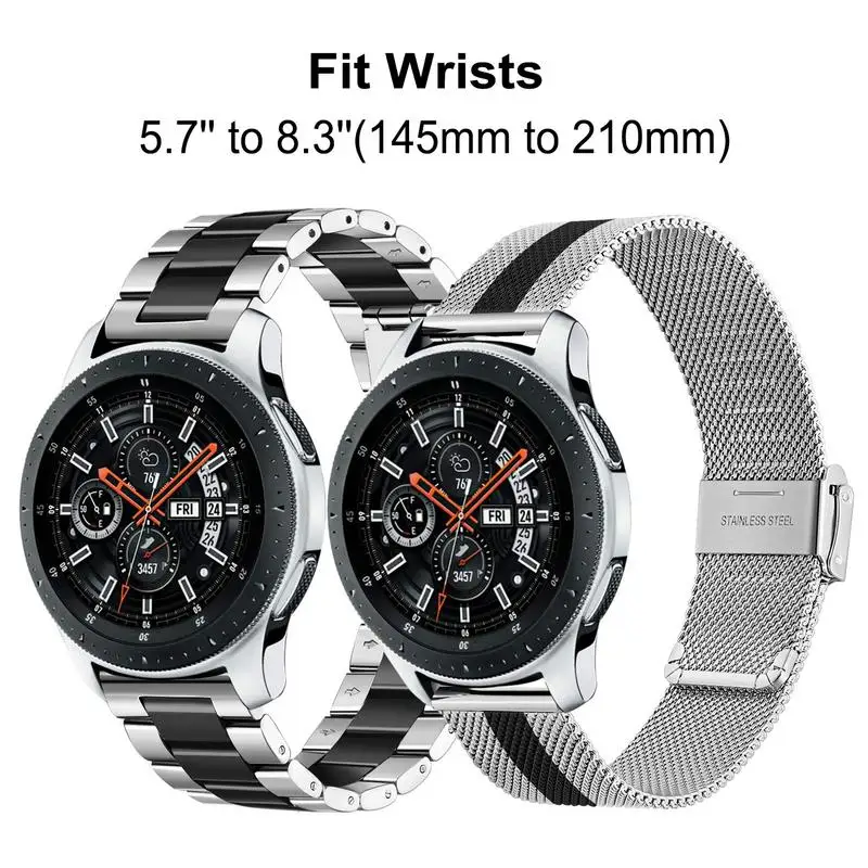 2 шт. сетчатый и Soild ремешок из нержавеющей стали 22 мм для samsung Galaxy Watch 46 мм/gear S3/huawei Watch GT Band ремешок